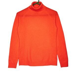 Preswick & Moore Coral Orange Cashmere Turtleneck Sweater Size Small Classic